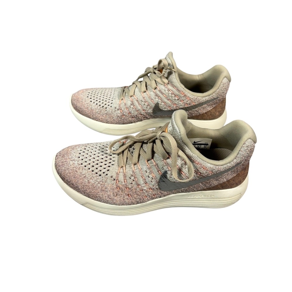 Nike LunarEpic Flyknit 2 Women's Running Shoes Sz 6 Light Tan‎ Pink